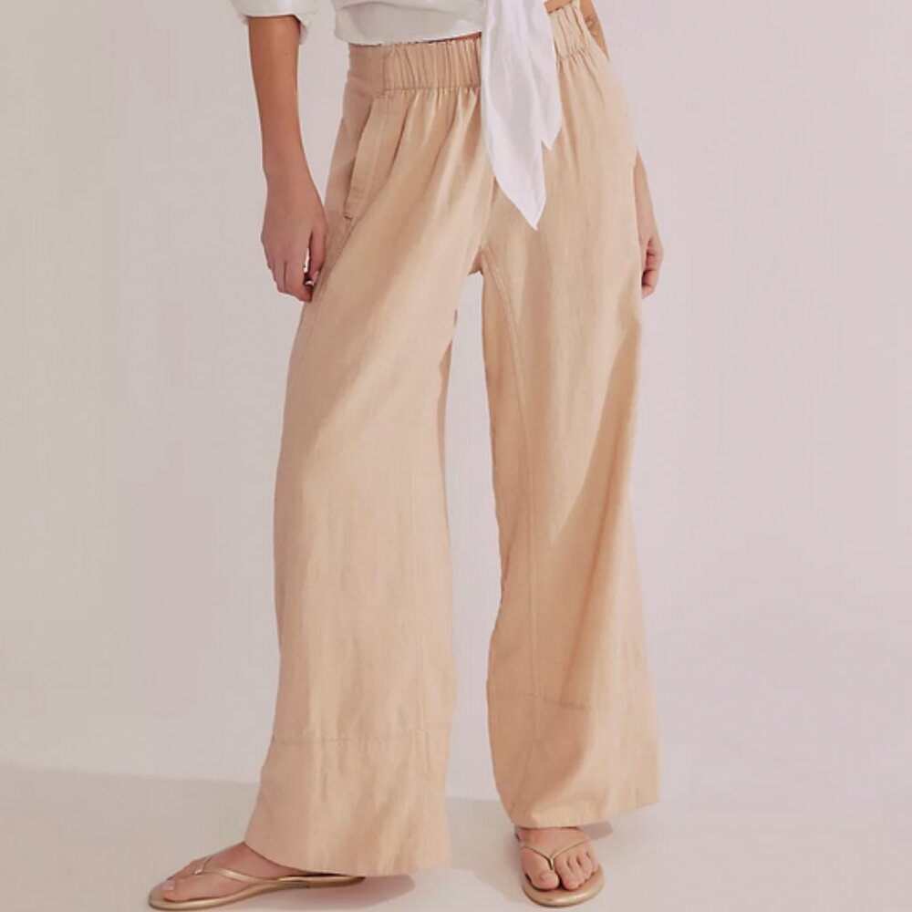 FREE PEOPLE Day's End Linen Pull-On Pants